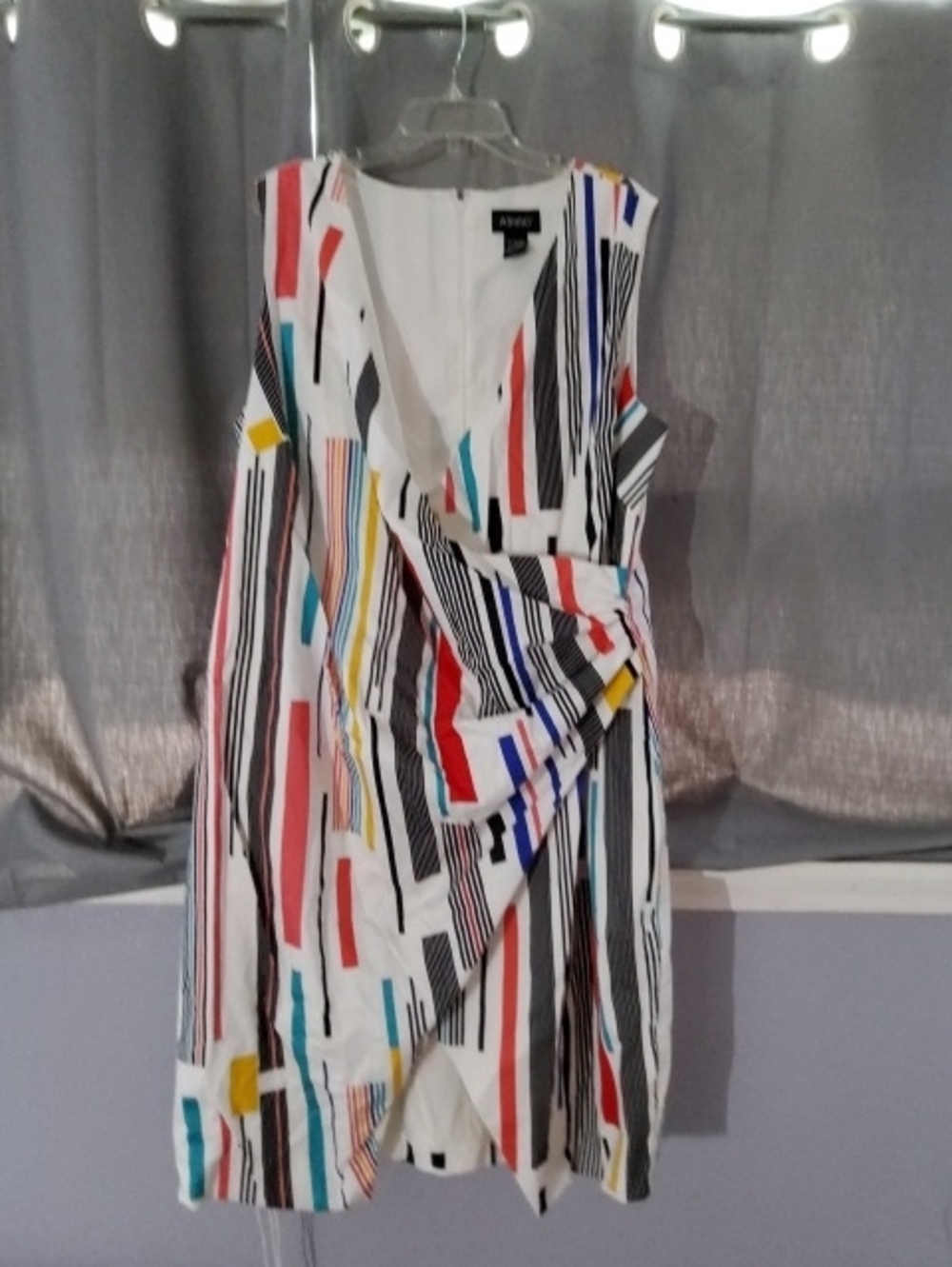 White Multicolor Striped Wrap Dress